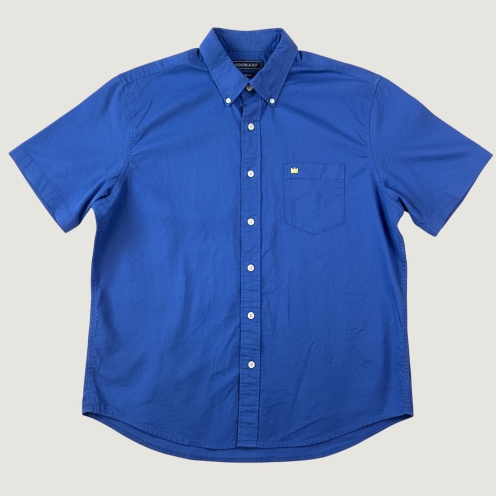 Crown & Ivy Mens Large Blue Motion Flex Short Sleeve Button Down Shirt NWT Large